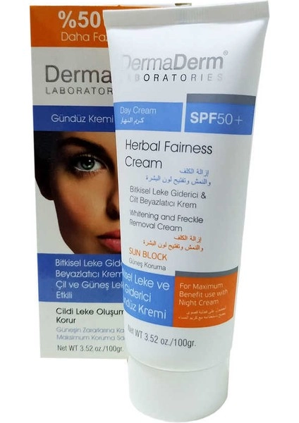 Dermaderm ’’Bitkisel Leke Giderici&Cilt Beyazlatıcı Krem (Gündüz Kremi)’’ 100 g Koli 12 Adet
