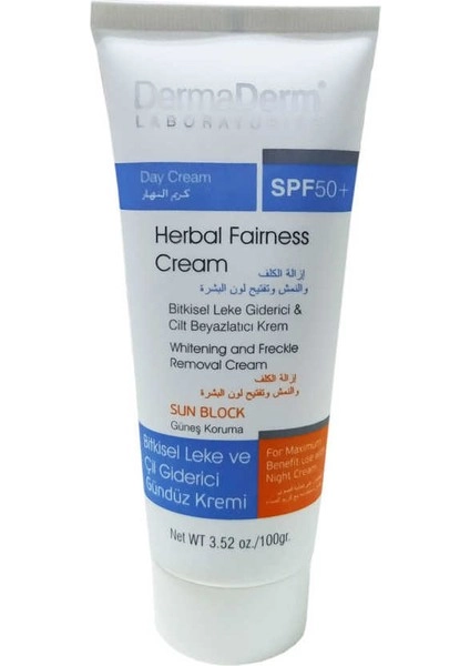 Dermaderm ’’Bitkisel Leke Giderici&Cilt Beyazlatıcı Krem (Gündüz Kremi)’’ 100 g Koli 12 Adet
