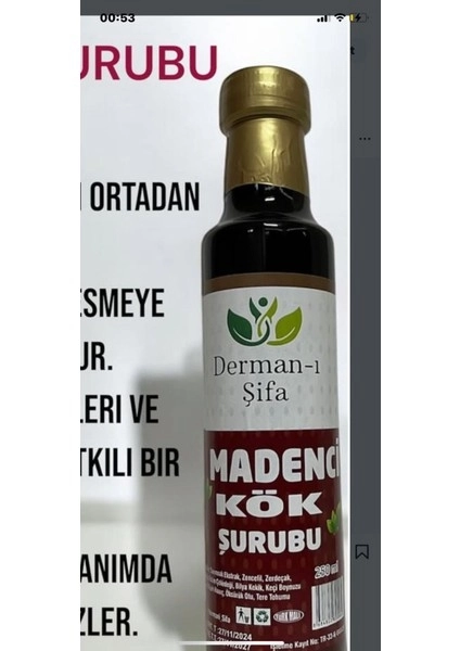 Derman-I Şifa Madenci Kök Şurubu 250 Ml