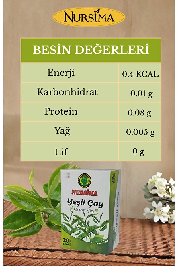 Nursima Yeşil Çayı Bitkisel Çay 20 Süzen Poşet