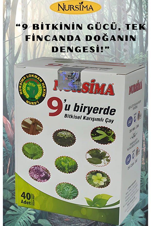 Nursima 9’U 1 Yerde Bitkisel Karışımlı Çay 40 Süzen Poşet