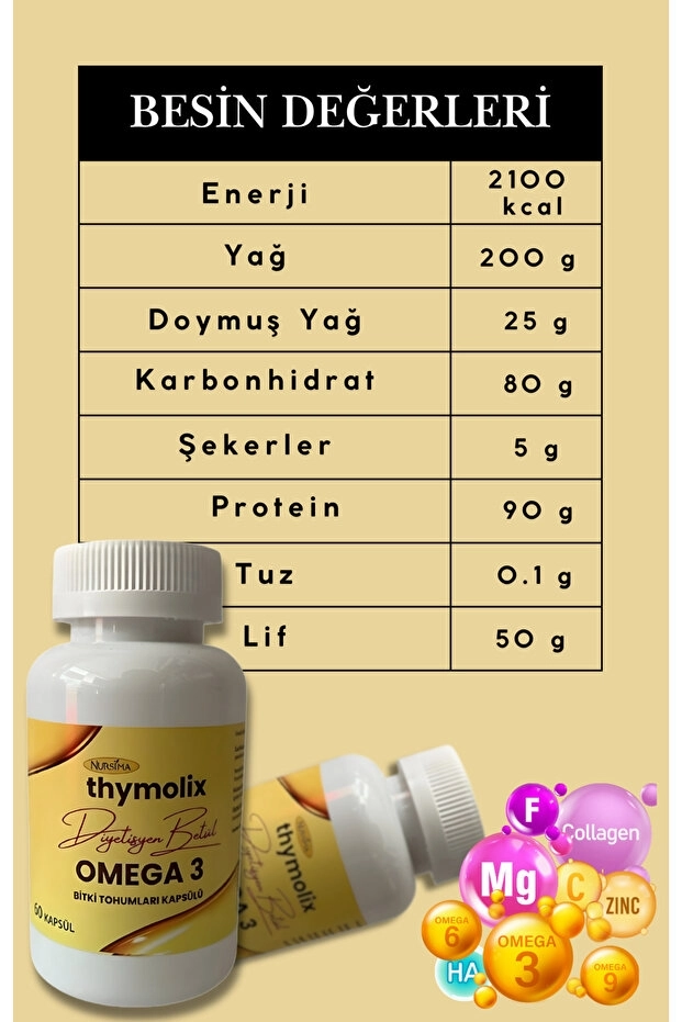 Thymolix Omega 3 Bitki Tohumları Kapsülü 60 Adet