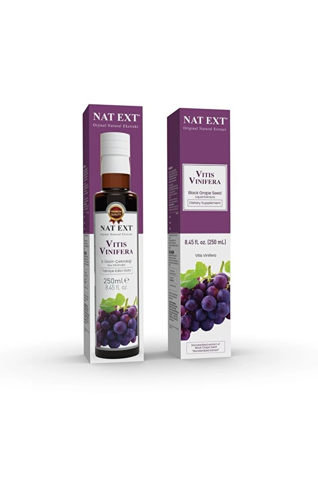 Nat Ext Vitis Vinifera (Siyah Üzüm Çekirdeği) Sıvı Ekstratı 250 Ml Koli 12 Adet