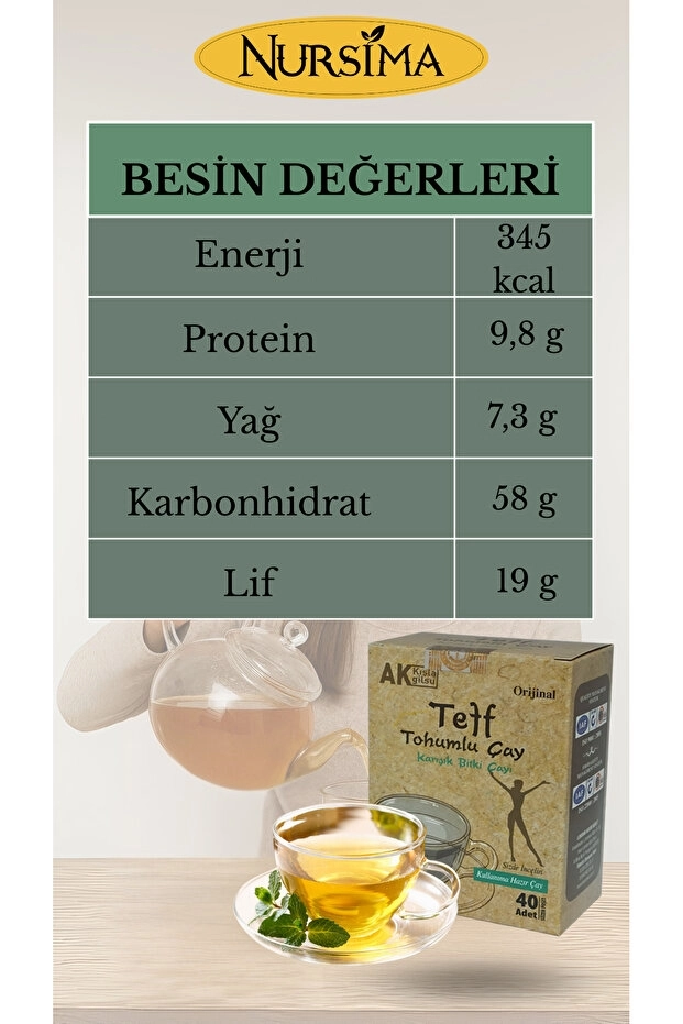 Akkışla Teff Tohumlu Karışık Bitki Çayı 40  Süzen Poşet