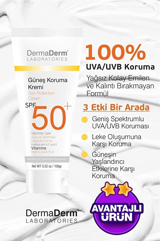 Dermaderm Güneş Koruma Kremi spf 50+ 100 g Koli 12 Adet