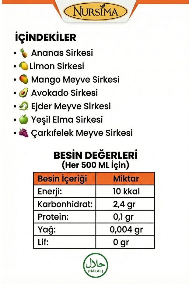 Nursima Detox Gold Tropikal Sirkesi 500 Ml