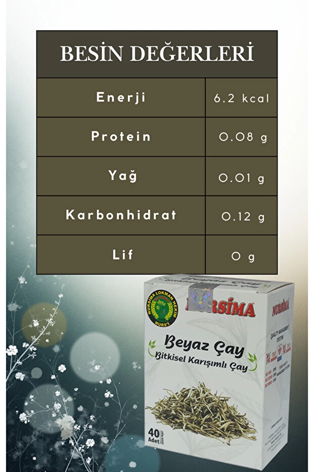 Nursima Beyaz ÇayıBitkisel Karışımlı Çay 40 Süzen Poşet