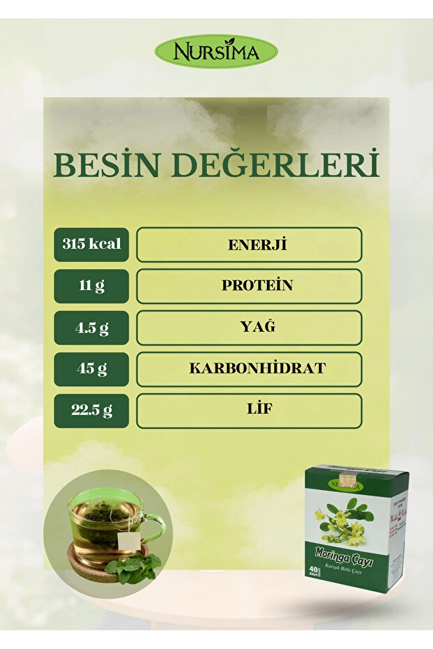 Nursima Moringa Çayı Karışık Bitki Çayı 40 Süzen Poşet Koli 24 Adet