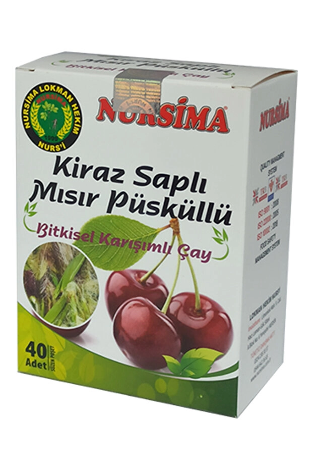 Nursima Kiraz Saplı Mısır Püsküllü Bitkisel Karışımlı Çay 40 Süzen Poşet Koli 24 Adet