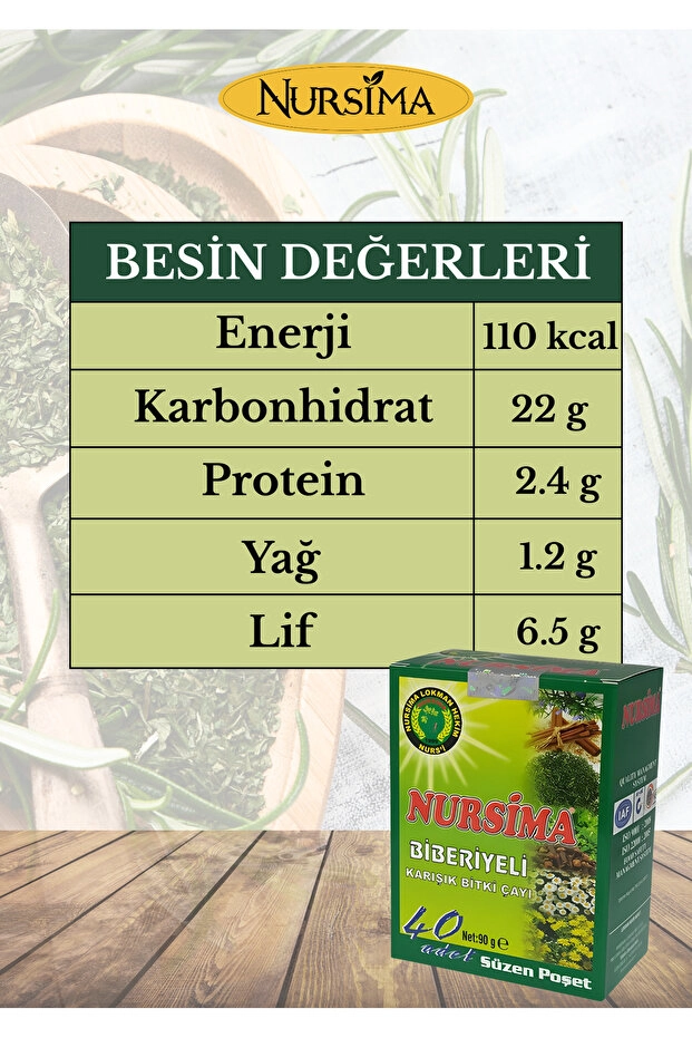 Nursima Biberiye Bitkisel Çayı 20 Süzen Poşet