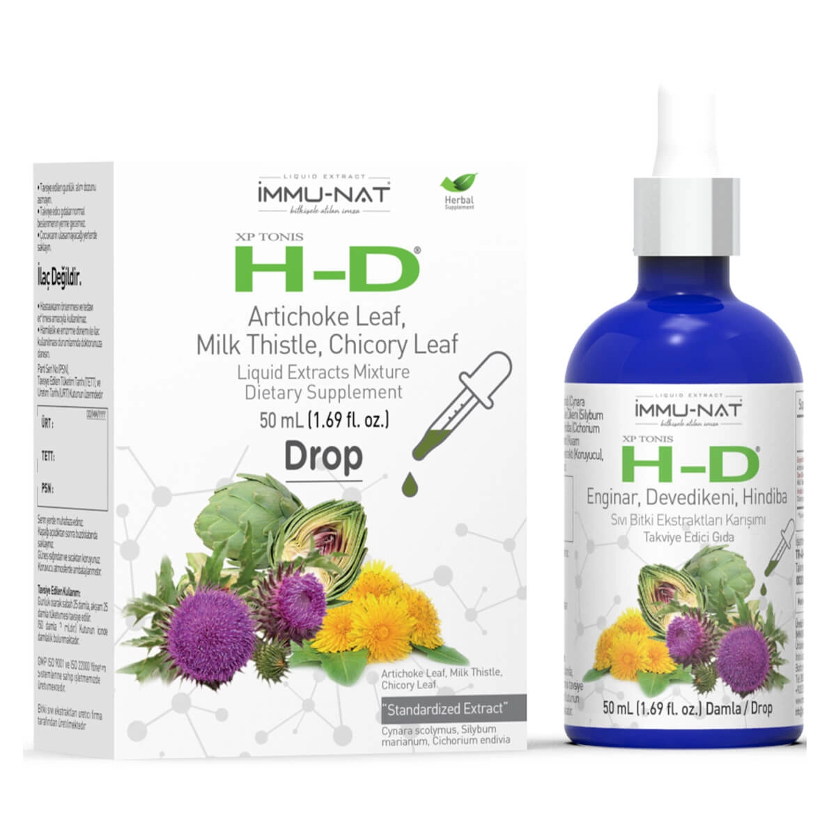 İmmu-Nat XP Tonis H-D (Enginar, Devedikeni, Hindiba) 50 ML Drop Damla Sıvı Ekstraktı