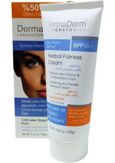 Dermaderm ’’Bitkisel Leke Giderici&Cilt Beyazlatıcı Krem (Gündüz Kremi)’’ 100 g Koli 12 Adet
