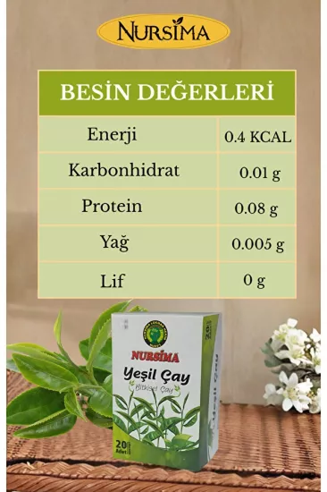 Nursima Yeşil Çayı Bitkisel Çay 20 Süzen Poşet