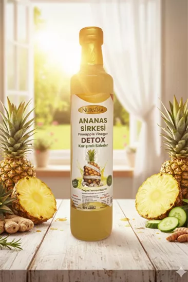 Nursima Ananas Sirkesi Detox Karışımlı Sirkeler Cam Şişe 500 Ml Koli 12 Adet
