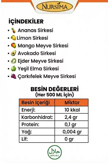 Nursima Detox Gold Tropikal Sirkesi 500 Ml