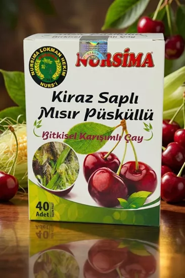 Nursima Kiraz Saplı Mısır Püsküllü Bitkisel Karışımlı Çay 40 Süzen Poşet Koli 24 Adet