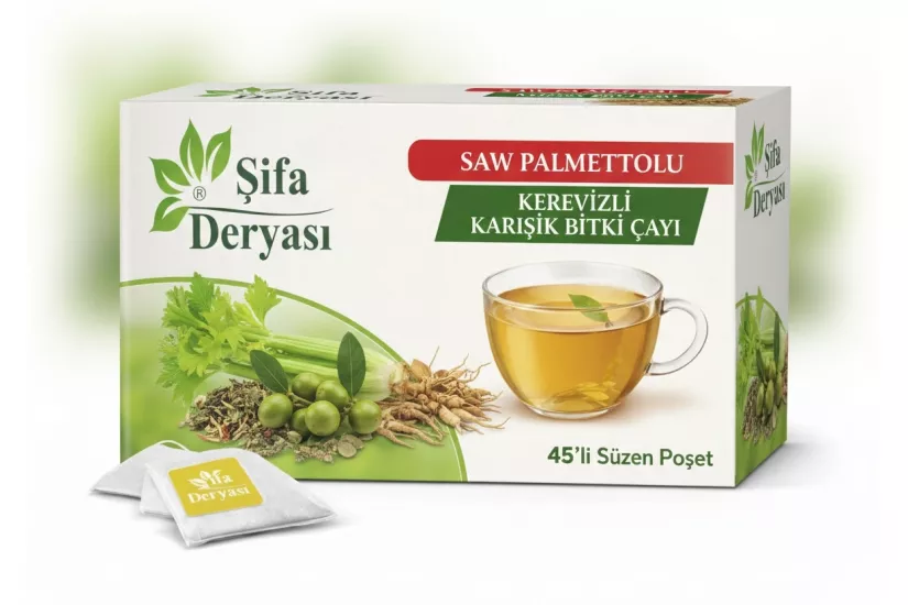 Şifa Deryasi Sawpalmetolu Kereviz Li Karişik Bitki Çayi 45’li Süzen Poset Koli 12 Adet
