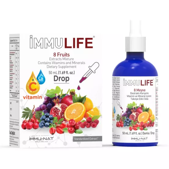 İmmu-Nat İmmu Life 8 Meyve Karışımlı Ekstrakt 50 ML Drop Damla Sıvı Ekstraktı