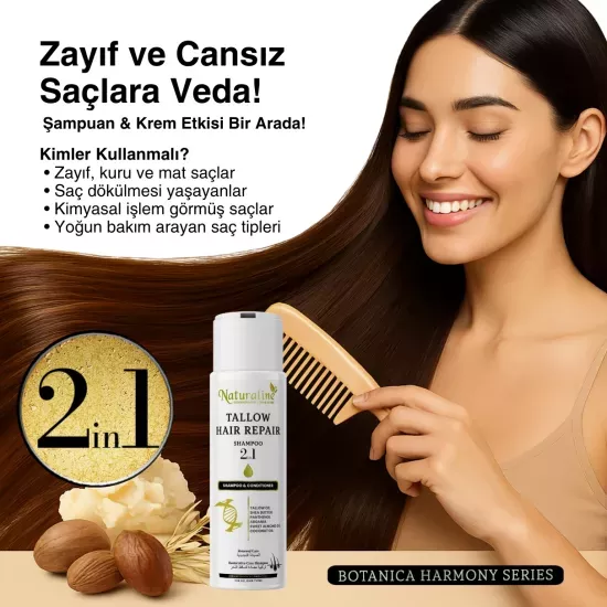 Naturaline Kuyruk Yağı Şampuanı 2/1 Arada 400 Ml